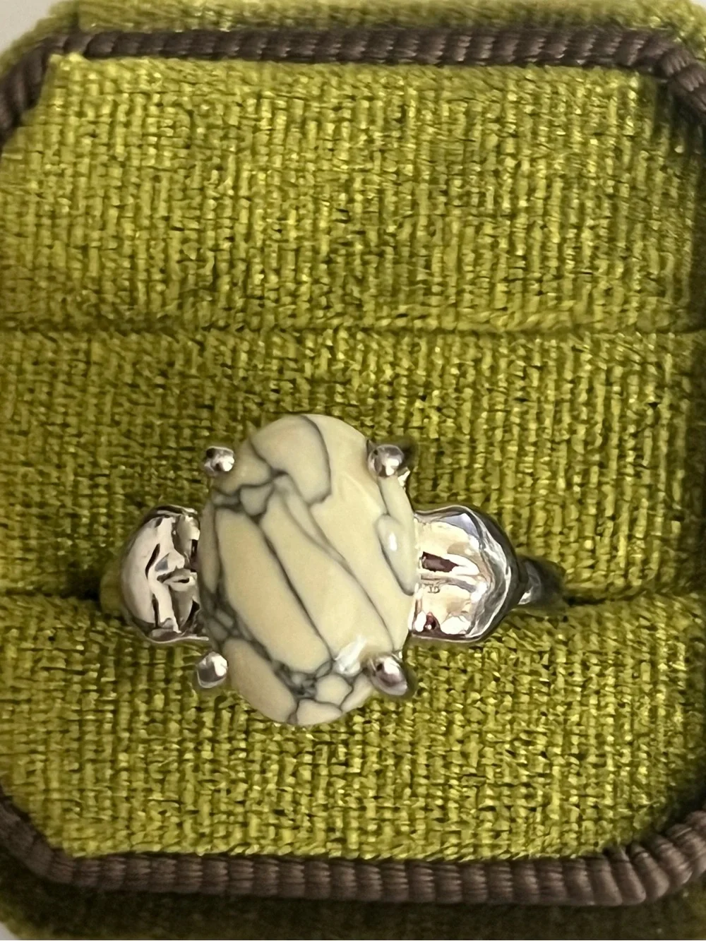 Elegant/ Classic Titanium Steel White w/ Black Marble Design Ring Size 9 NWT